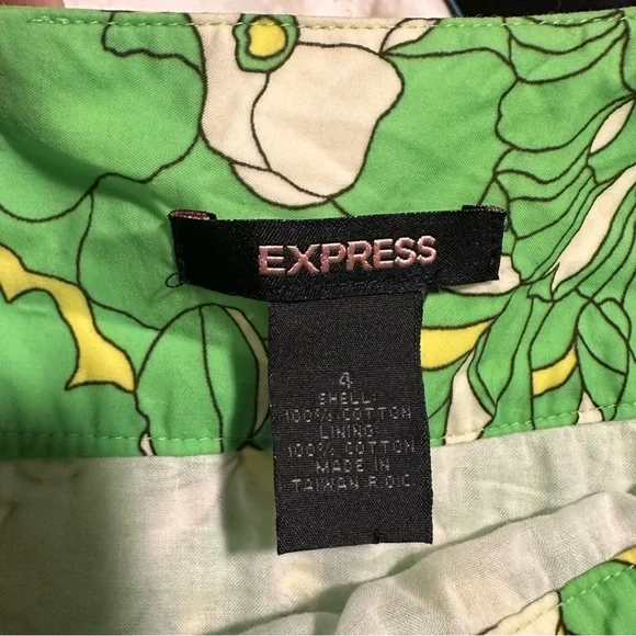 Express Green Floral A-Line Skirt - Picture 3 of 8